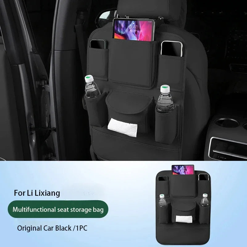 Car Seat Back Storage Bag Large Capacity PU Leather Car Backseat Organizer Storage Bag for Li Lixiang L6 L7 L8 L9 2022 2023 2024