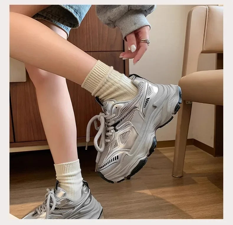 Fashion Platform Sneakers for Women Casual Non Slip Thick Sole Sports Shoes Woman Comfortable Casual Sports Shoes Zapatos Mujer