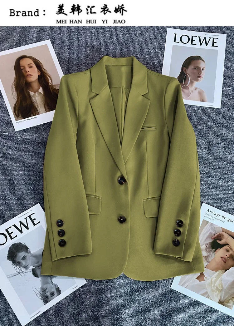 Elegant Office Lady Blazers for Women 2024 Fashion Long Sleeve Single Button Blazer Coats Female Top Suit Jackets Outerwears