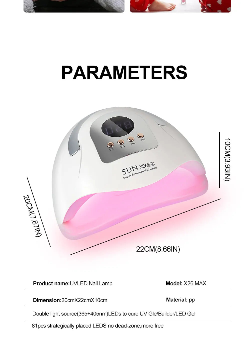 X26MAX 81LED Nail Dryer LED UV Lamp for Nails Gel Polish Dryer Light Professional Nail Art Accessories Curing Gel Toe Nails