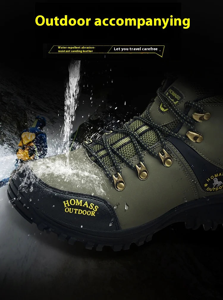 Shoes for Men 2024 New Men Sneakers Leather Waterproof Mountaineering Camping Hiking Shoes Thick Sole Comfortable Running Shoes
