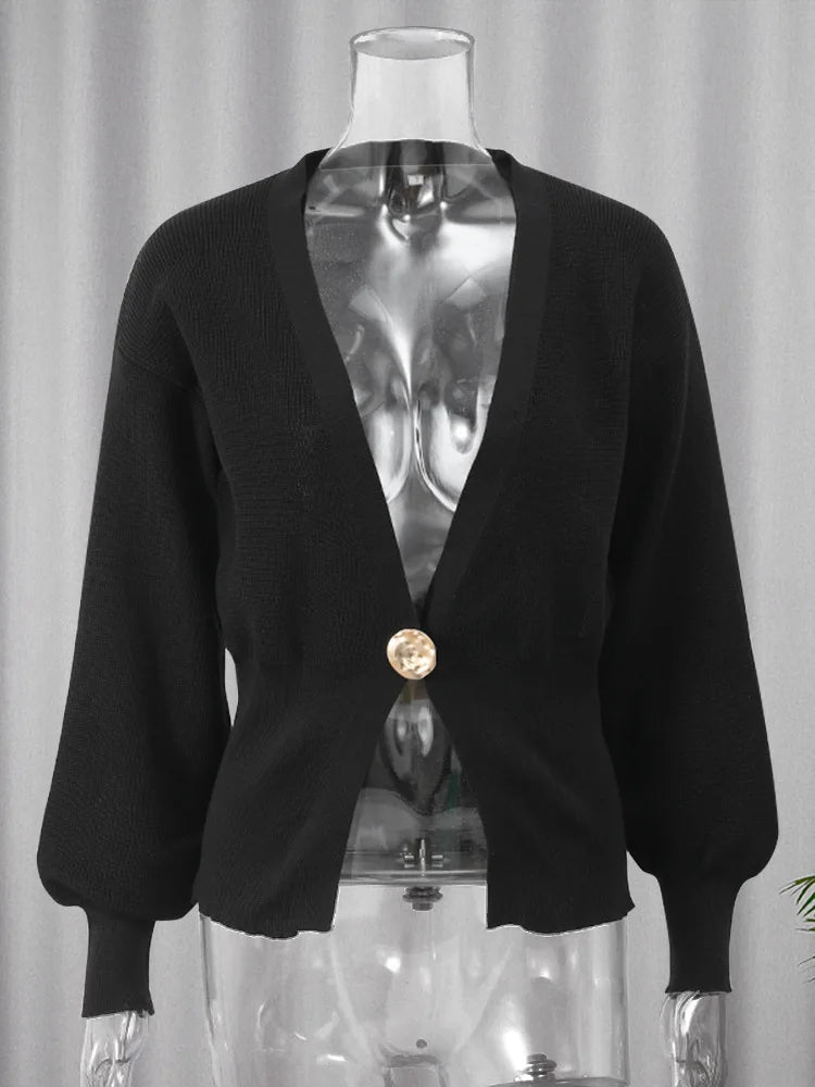 Luna Damen-Strickjacke V-Ausschnitt - Langarm, Knopf, M-L/XL