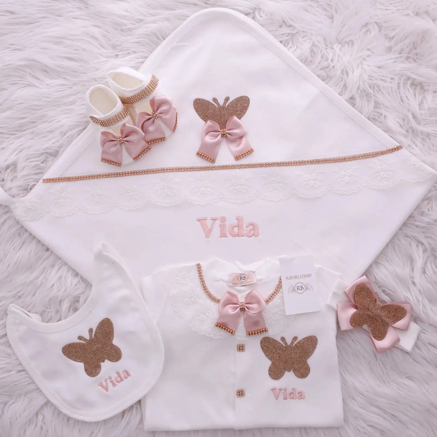 Baby-Outfit-Set 2025: 5-teiliges Spitzen-Baumwoll-Set für Neugeborene - Säuglingspflege-Kollektion