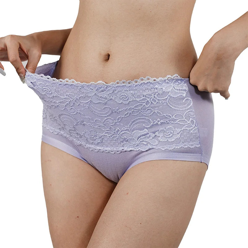 Yueyun NNK826 Dantelă - Set de 4 chiloți din poliester și spandex, talie înaltă