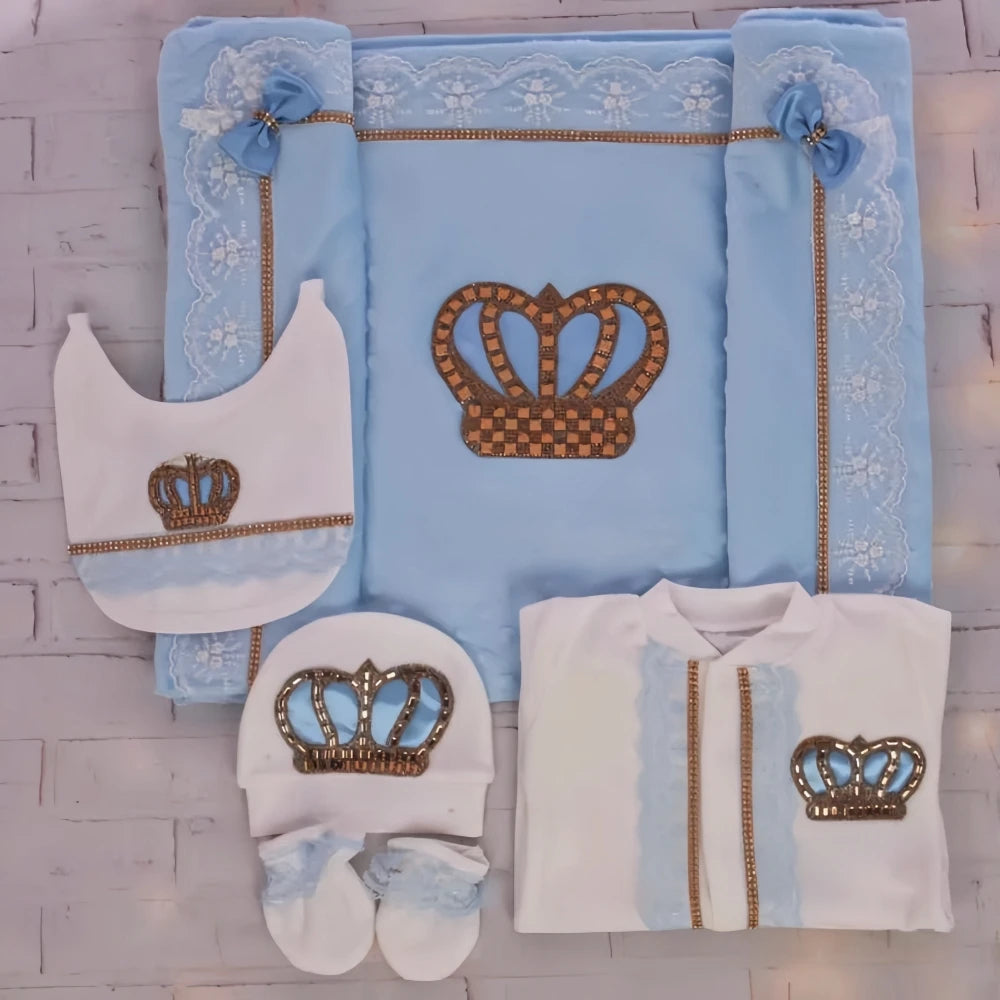 Baby-Outfit-Set 2025: 5-teiliges Spitzen-Baumwoll-Set für Neugeborene - Säuglingspflege-Kollektion