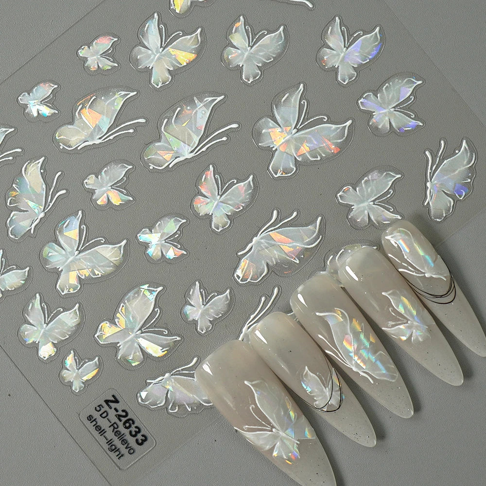 Autocolant Leidankou 5D cu fluturi pentru unghii - 14x7.2cm 1 buc