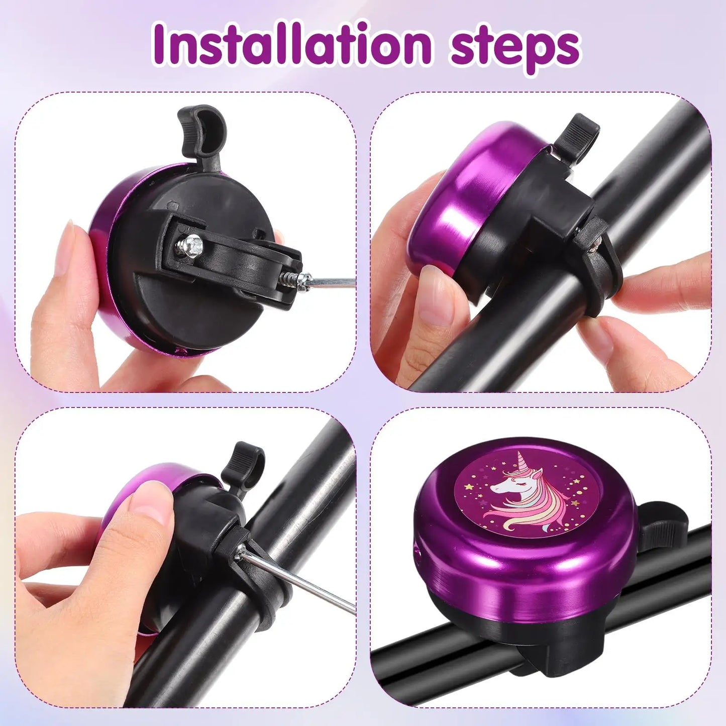 Fahrradklingel 2025: 2pcs Bike Bell Children's Car Bell Cartoon Unicorn - Pink Horse Kids Toddler Bicycle Accessories Safe Loud Durable Collection