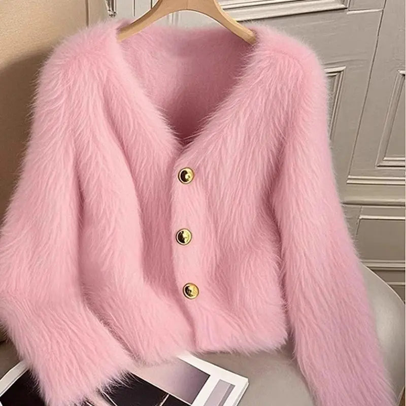 Luna KoreanStyle Strickjacke - Rosa Damen, dick, Stretch