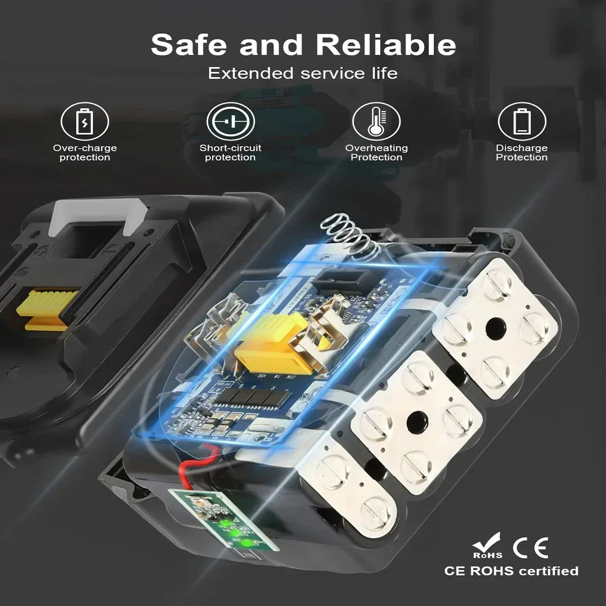 Genuine Makita 18V Battery With Charger,Makita 18 V Battery 6.0Ah 5.0ah,,Rechargeable Lithium Ion For BL1850 LXT400 Power Tool