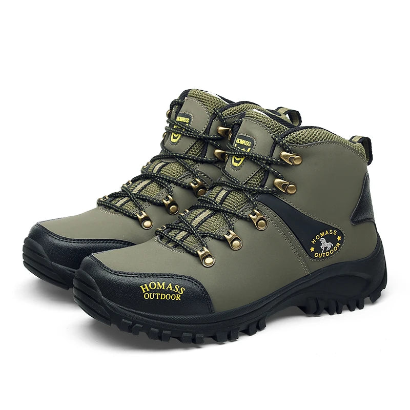 Shoes for Men 2024 New Men Sneakers Leather Waterproof Mountaineering Camping Hiking Shoes Thick Sole Comfortable Running Shoes