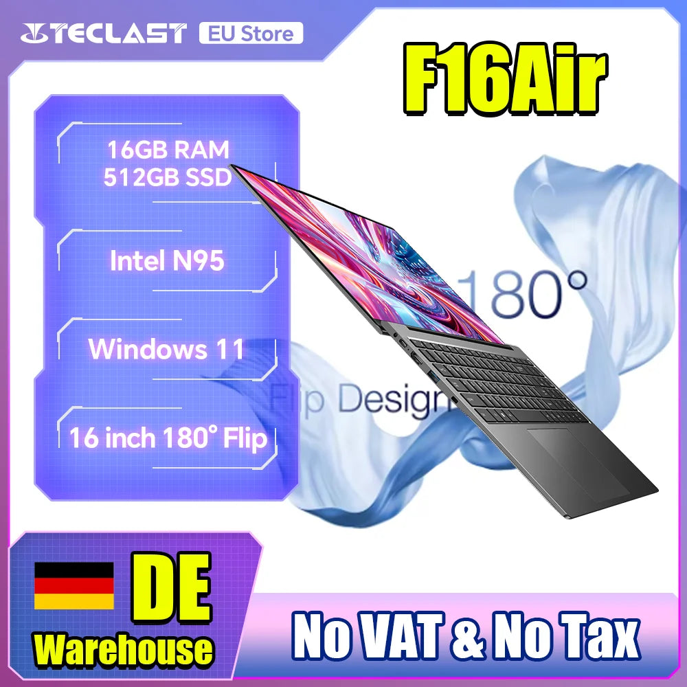 Teclast F16Air Flip-Laptop - 16 GB RAM, N95, 16,1Zoll