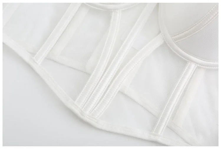 Frauen Push Up Transparent Lingerie Neu elegant Shaper BH Dünn Beauty Rücken Unterwäsche Weiblich Fischgräte Gaze Bralette