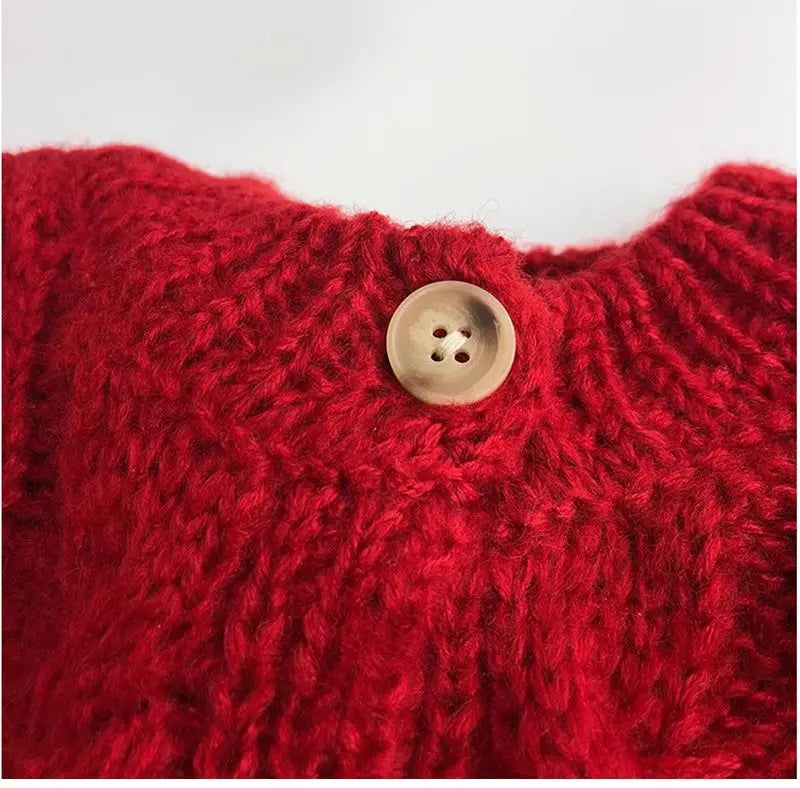 BabyStyle Strickjacke Mädchen Rundhals - Rot Gr.3-6 Unisex