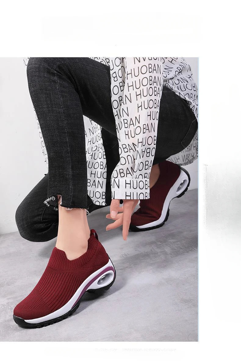 YBQJOO Slip On Keil Sneaker Atmungsaktiv - Plateau 2cm EVA