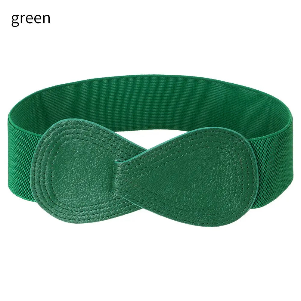 Women Fashion Wide Elastic Belt Metal Buckle Cinch Waistband Ladies Dress Waist Band Fashion Accessory