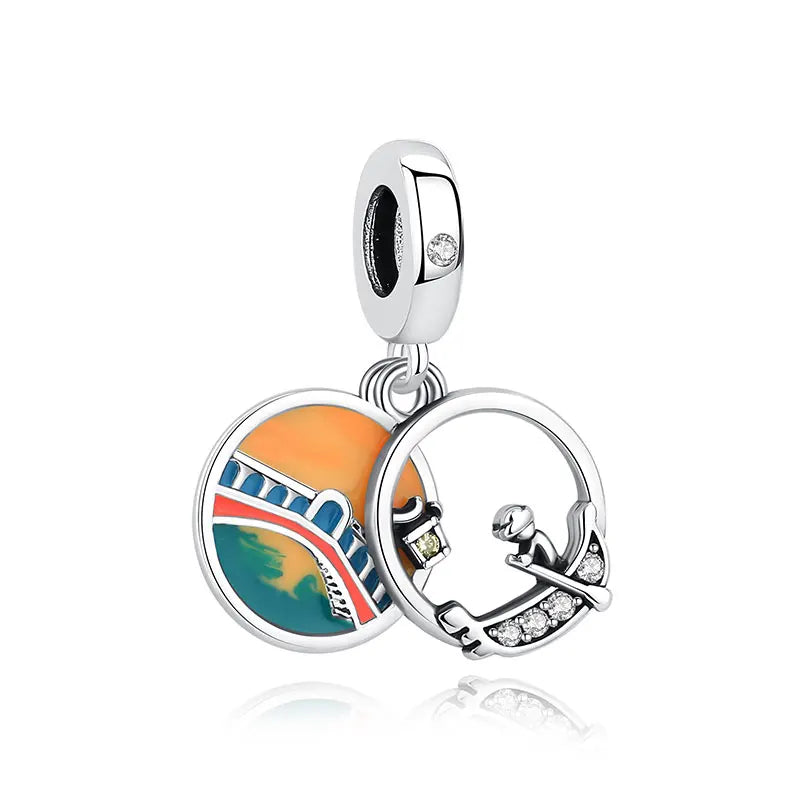 Pandantive originale din argint 925 cu motive de dragoste, călătorie, valiză de autobuz Londra Paris, potrivite pentru brățări Pan, coliere, bijuterii DIY pentru femei