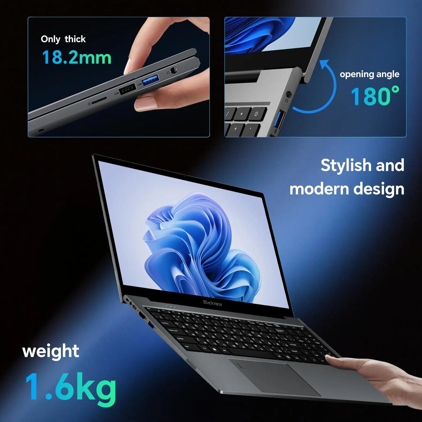 Laptop Blackview AceBook 8 15.6" 12th Gen Intel Alder Lake N97 16GB RAM 512GB SSD + extensie până la 1TB Windows 11 Home 15.6"