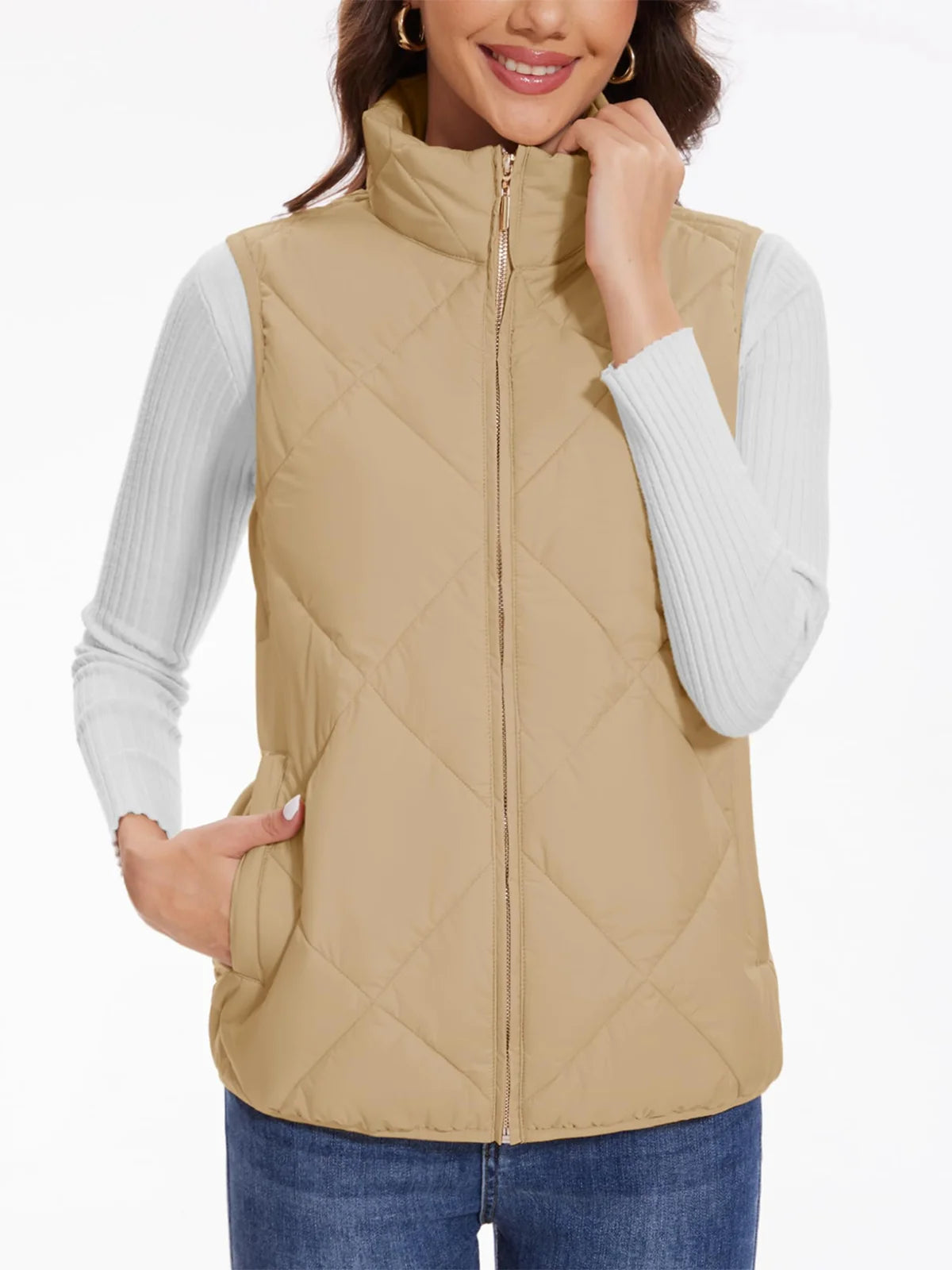 TACVASEN Steppweste Damen gefüttert - 4 Taschen, 95%