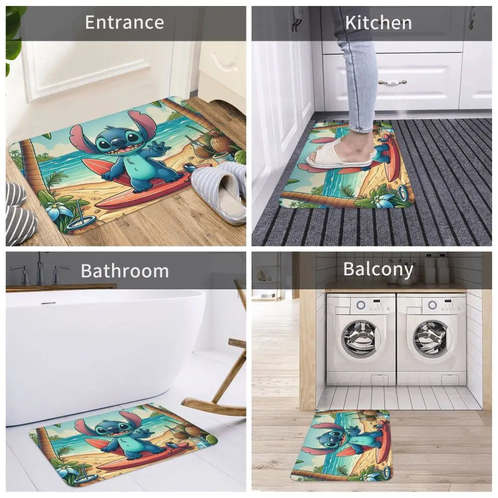Custom Cartoon Stitch Floor Door Kitchen Bathroom Mat Anti-Slip Outdoor Doormat Bedroom Balcony Entrance Rug Carpet Footpad
