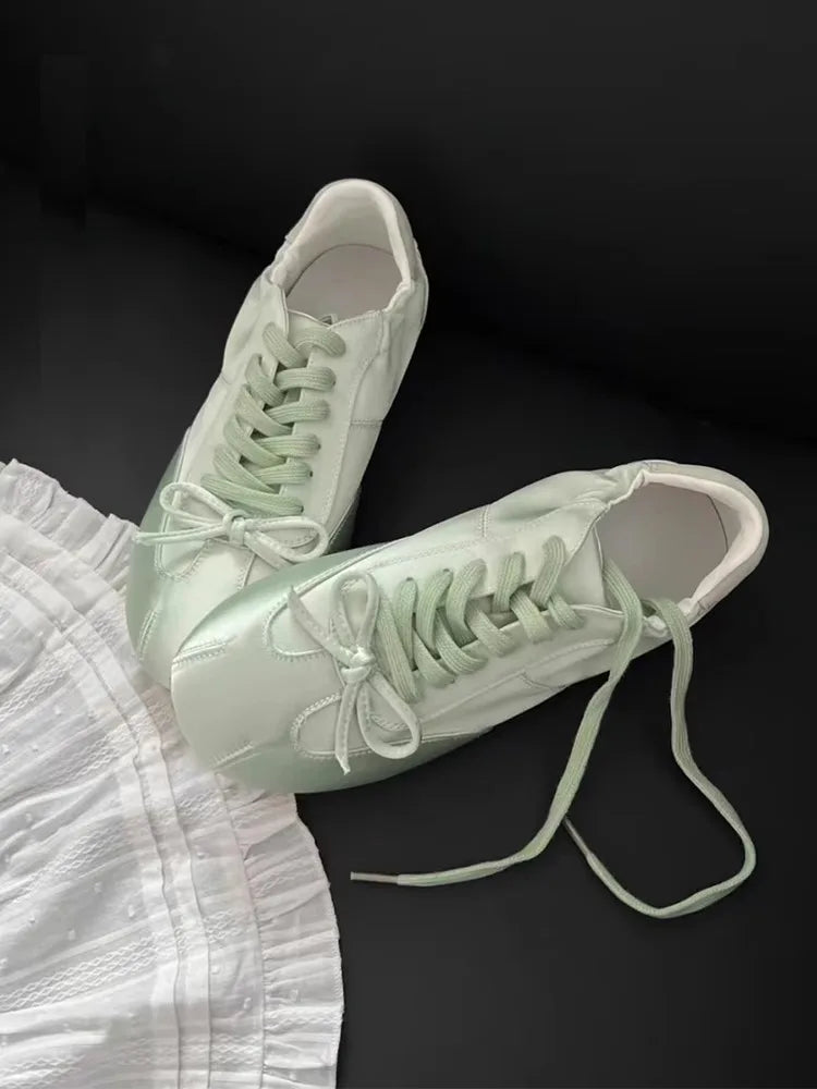Ballett Tanz Schleife Ballett Flache Schuhe 2025 - Casual Schleifenknoten Flacher Boden Tanz Schuhe - Weiche Flats Kleine Weiße Schuhe Frauen Mädchen