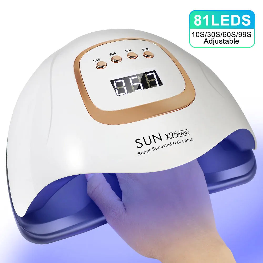 Lampă UV SUN X25MAX 81LED pentru uscarea unghiilor, uscare rapidă, toate tipurile de ojă cu gel, uscător de lumină UV puternic profesional, salon de manichiură