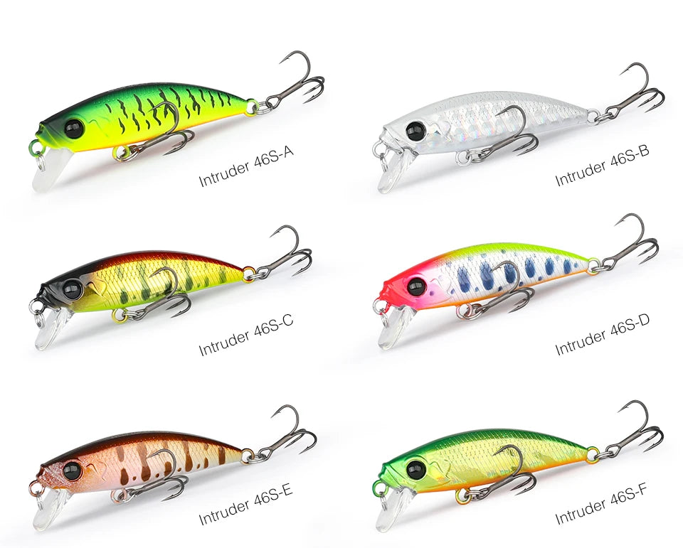 TSURINOYA 46S Sinking Minnow Fishing Lure Intruder 46mm 5g Artificial Trout Ajing Stream Lake Jerkbait Rockfishing Hard Baits