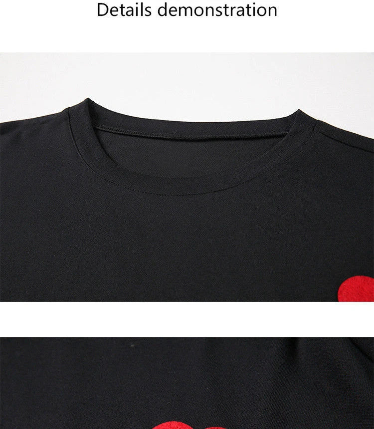 Woman T-shirts 2022 New Summer Cotton Chiffon Tops Casual Short Solid O-Neck Heart Girls T-shirt Y2k Top