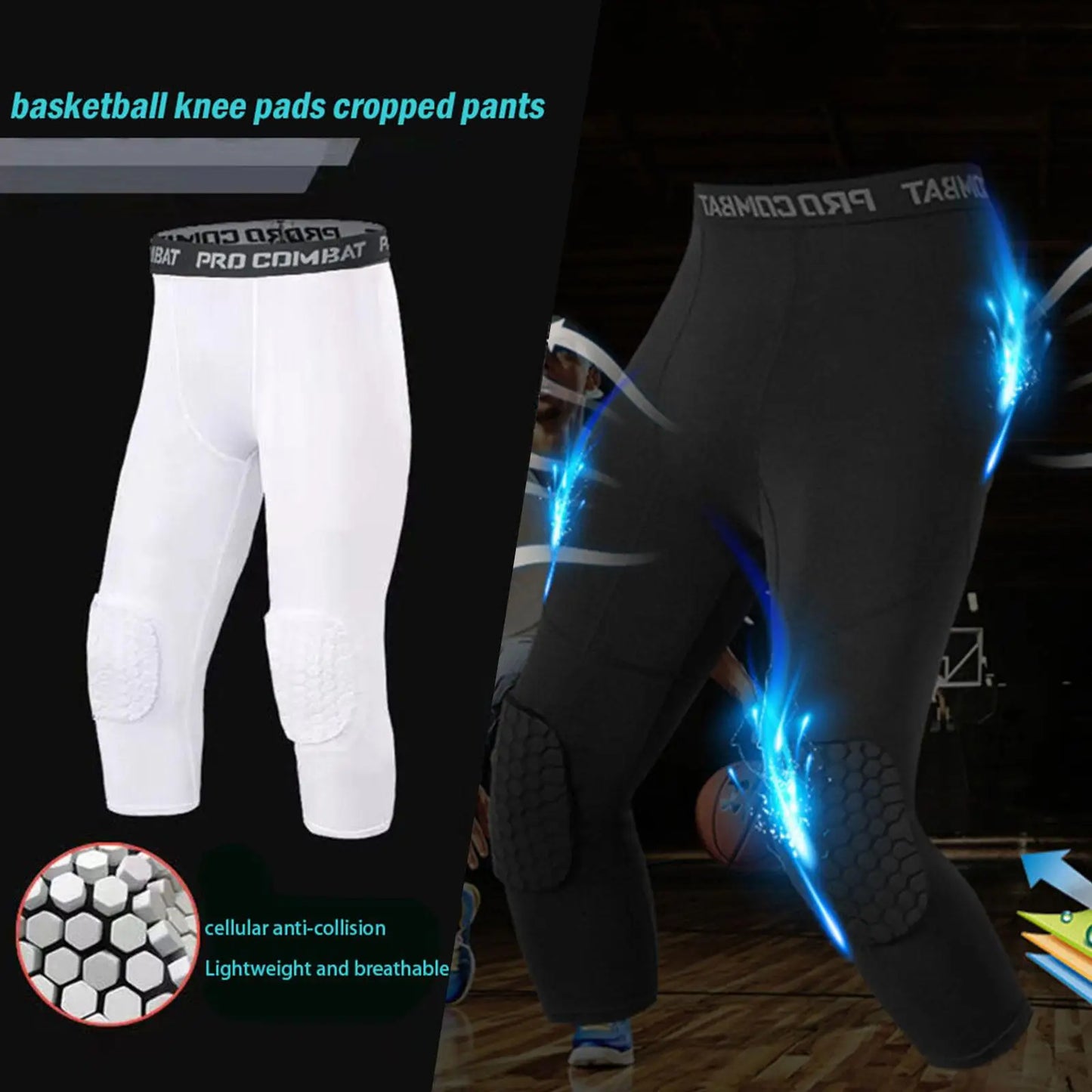 Sporthose 2025: Knee Protection Sports Pants Athletic Basketball - Knee Hex Pads Pants Sports Protective Gear Leggings Collection