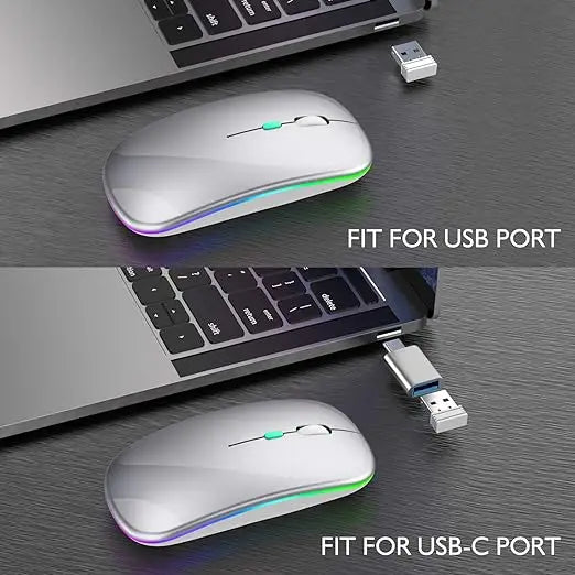 Dual-Mode-Wireless-Maus Bluetooth-kompatibel LED-Rechargeable Laptop-Maus Portable Computer-Mäuse für Laptop iPad Tablet