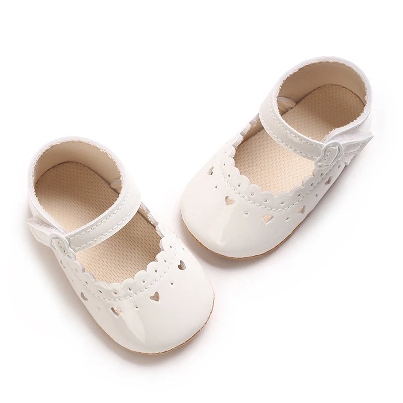 Einfarbige Baby Mädchen Mary Jane Schuhe 2025 - Weiche Gummisohle Anti-Rutsch - Frühling Herbst Prinzessin Schuhe 0-18M