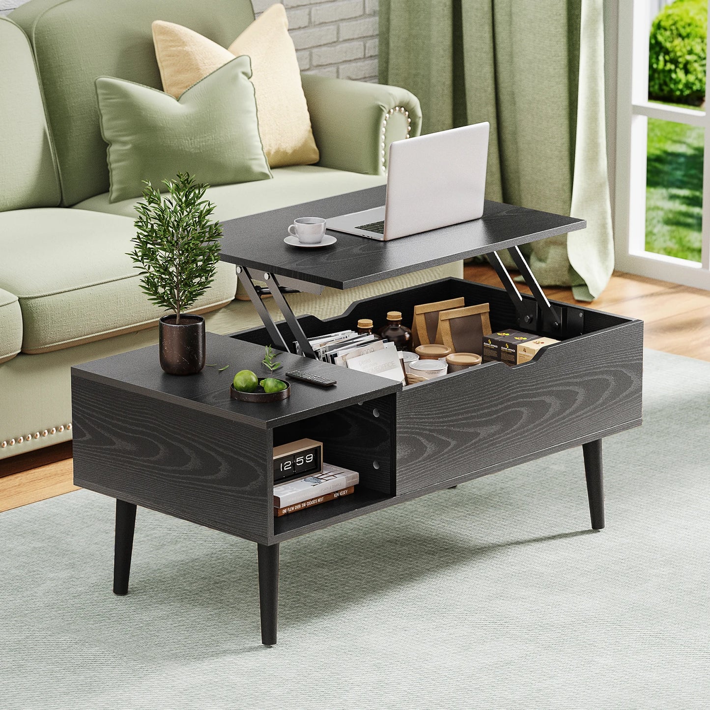 Couchtisch 2025: JHK Lift Top Coffee Tables Living Room - 39.37"x19.7" Desk Tea Wood Dining Adjustable Storage Collection