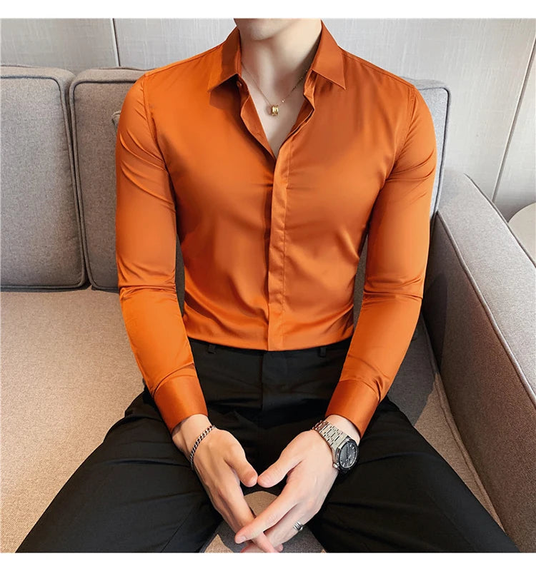 8Farben SlimFit Langarmhemd - Gr. M-L, Feiner Stoff