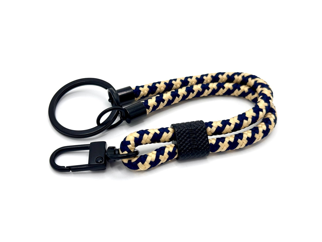 Schlüsselanhänger mit Karabiner Blau/Beige