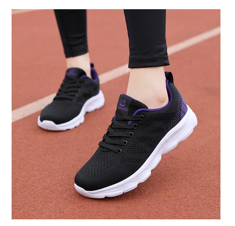 Hot Sneakers Shoes for Women Soft Flat Casual Shoes 2025 Spring Summer Light Breathable Mesh Sneakers Walking New Ladies Shoes