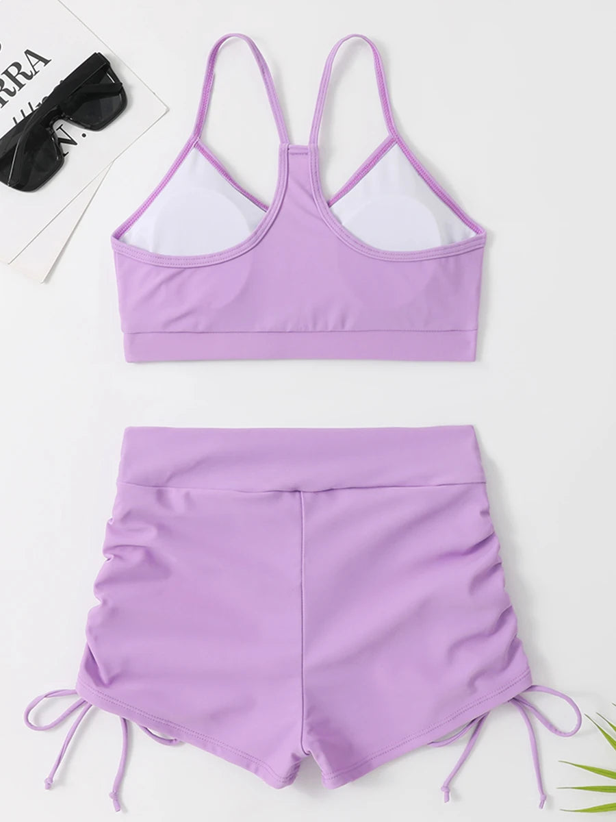 Costume de baie pentru femei 2025 - Pantaloni scurți cu talie înaltă și șnur în față