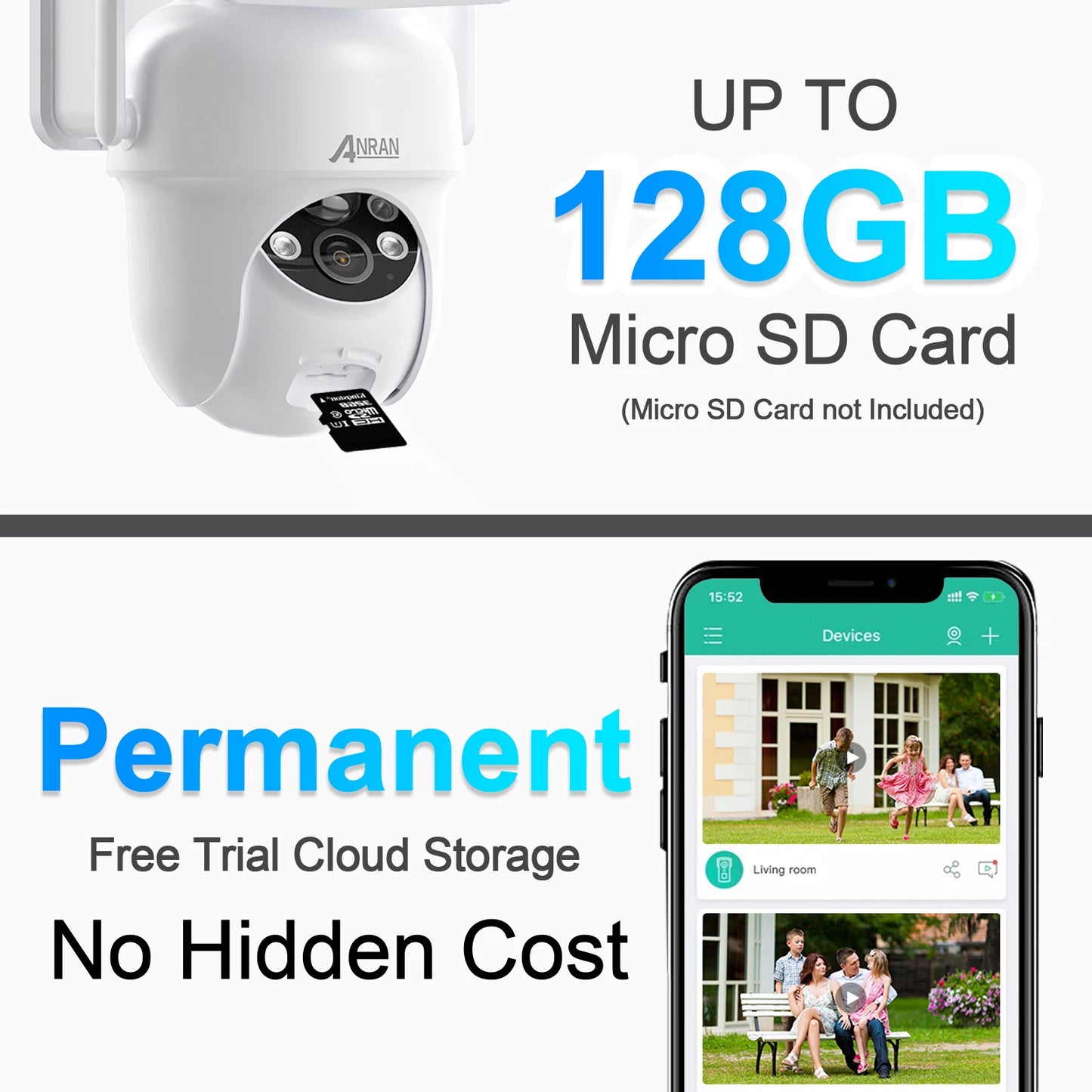 Cameră de supraveghere solară 2025 - ANRAN 5MP WiFi pentru exterior - Detector de mișcare PIR cu baterie, vedere nocturnă, control prin aplicație