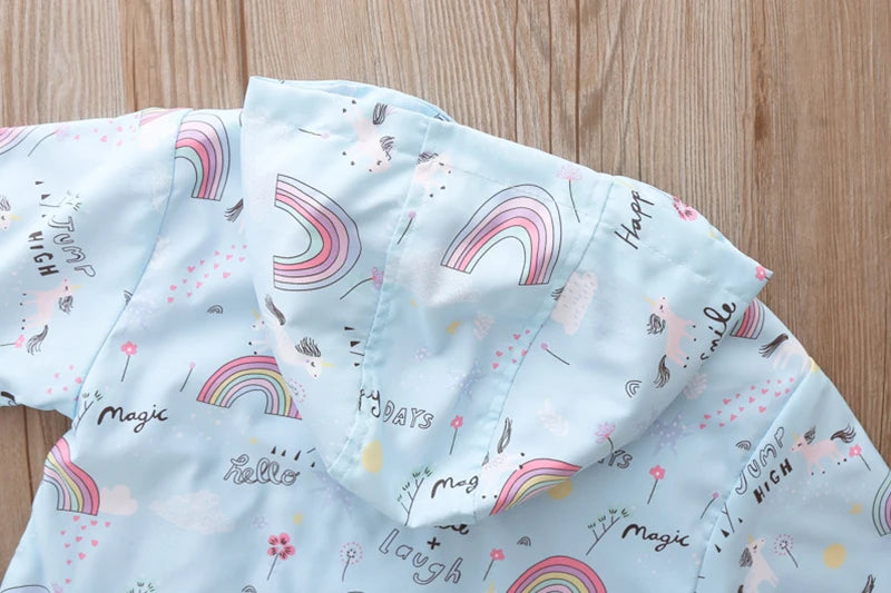 Kinder-Jacke 2025: Rainbow-Unicorn Hooded-Zipper - Kids Outerwear Collection