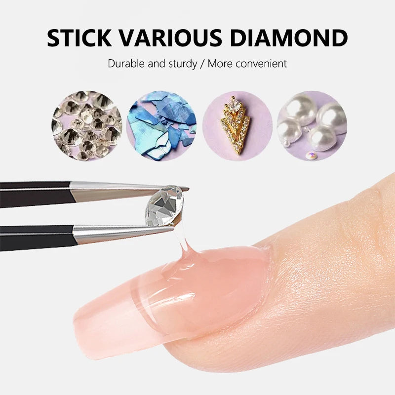 CHUNSHU Gel adeziv super puternic pentru unghii, pentru strasuri, decorațiuni Nail Art, 15G, fără ștergere, adeziv pentru pietre prețioase DIY, gel UV funcțional