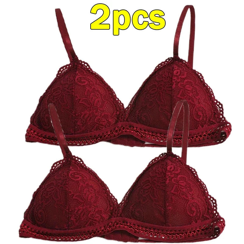 Lace Embroidery Bra Women elegant Deep V Underwear Floral Brassiere Stretch Seamless Push Up Lingerie Bralette Triangle Cup Padded