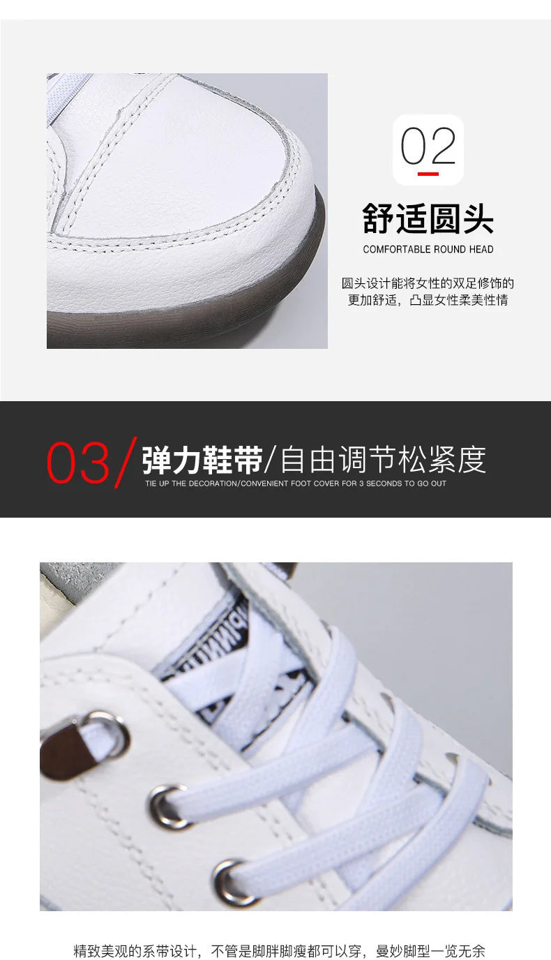 Ladies Sneakers 2024 Spring Genuine Leather Casual Walking Shoes Women Fashion Summer Flats Youth Girl Student Jogging Trainers