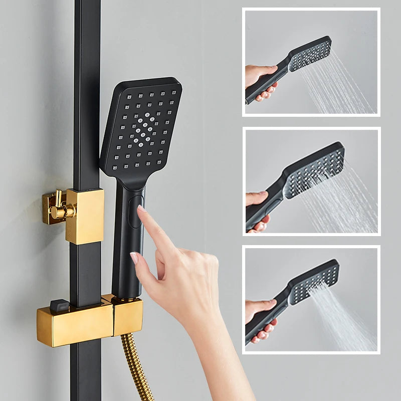 AquaTec Duscharmatur Digital - 4 Funktionen Thermostat 120cm