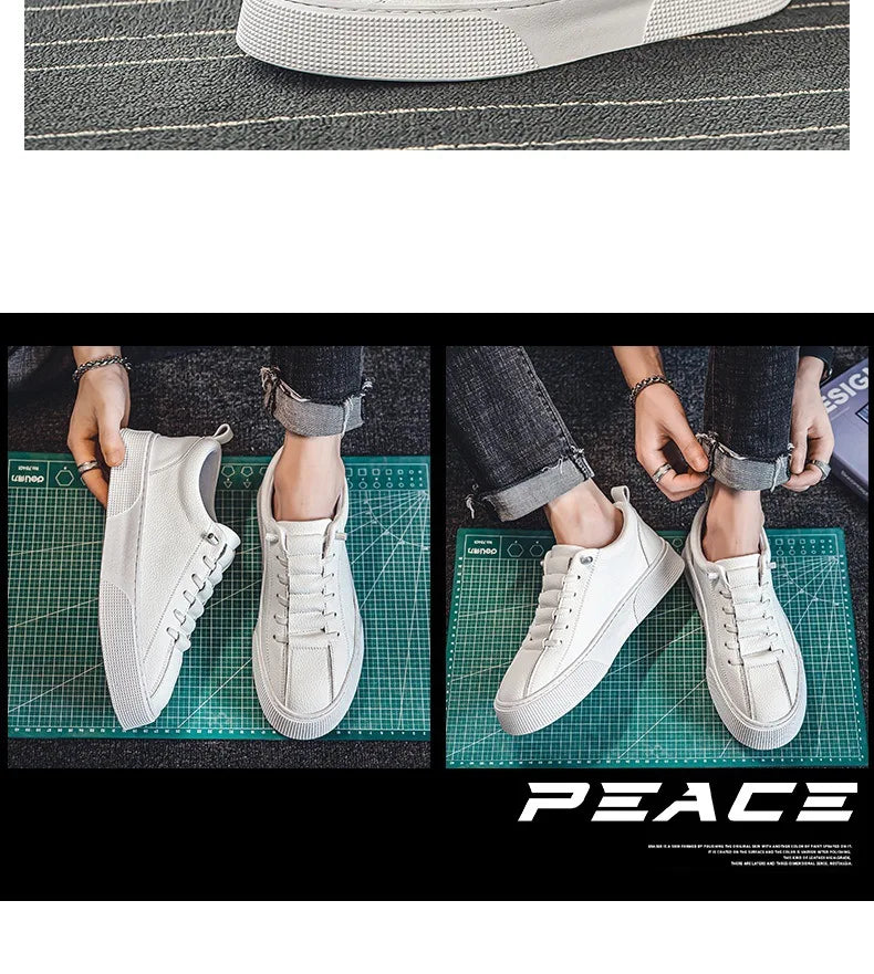 White Sneakers for Men 2024 Spring Fashion Casual Lace Up Round Toe Flat mens Running Sport Shoes Zapatillas Deportivas Hombre