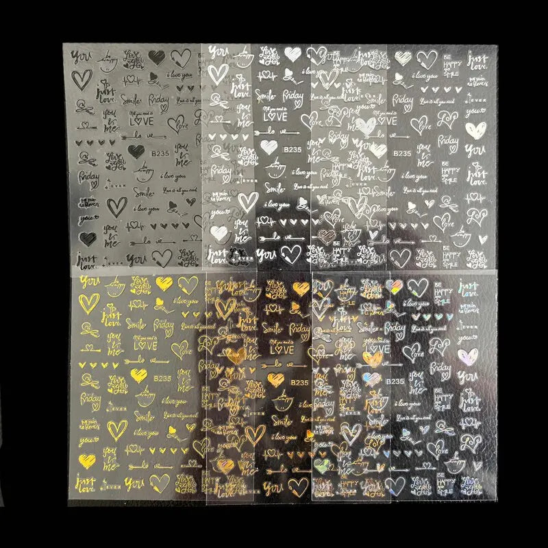 JEARLYU 3D Nagelsticker Liebe Herz - 6 Stück 10x8cm DIY