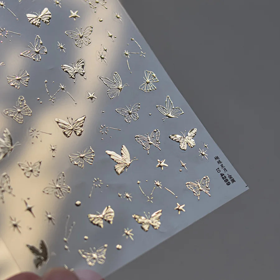 Golden Nail Art Stickers Butterfly Moon Star Series DIY High Quality Bronzing Nail Foil Manicure Decal Decoration Nail Stickers