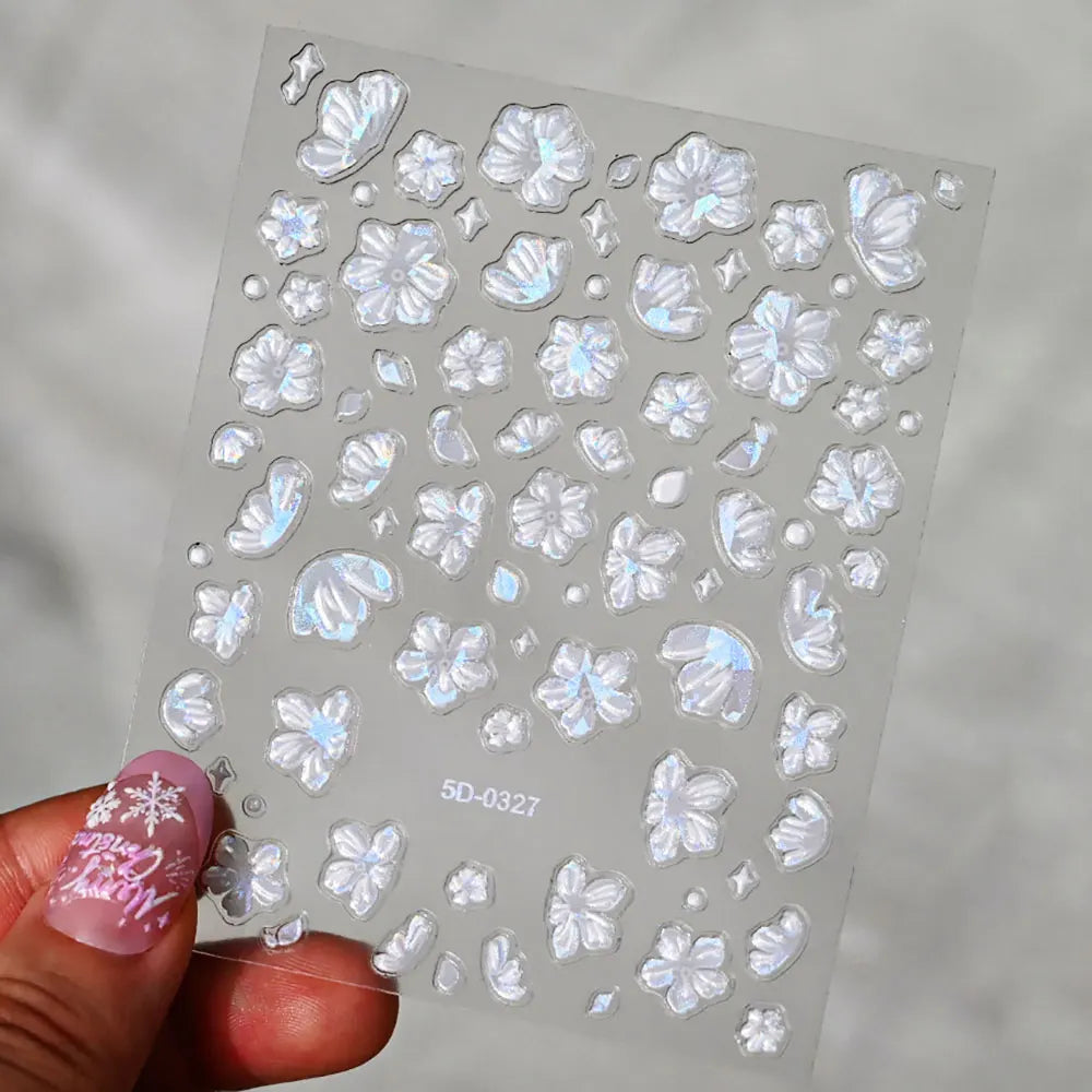 Autocolante roz violet Aurora Shell fluture unghii autocolante strălucitoare cu laser 3D fluturi unghii decalcomanii 8 * 10cm adeziv Aurora Shell fluture N