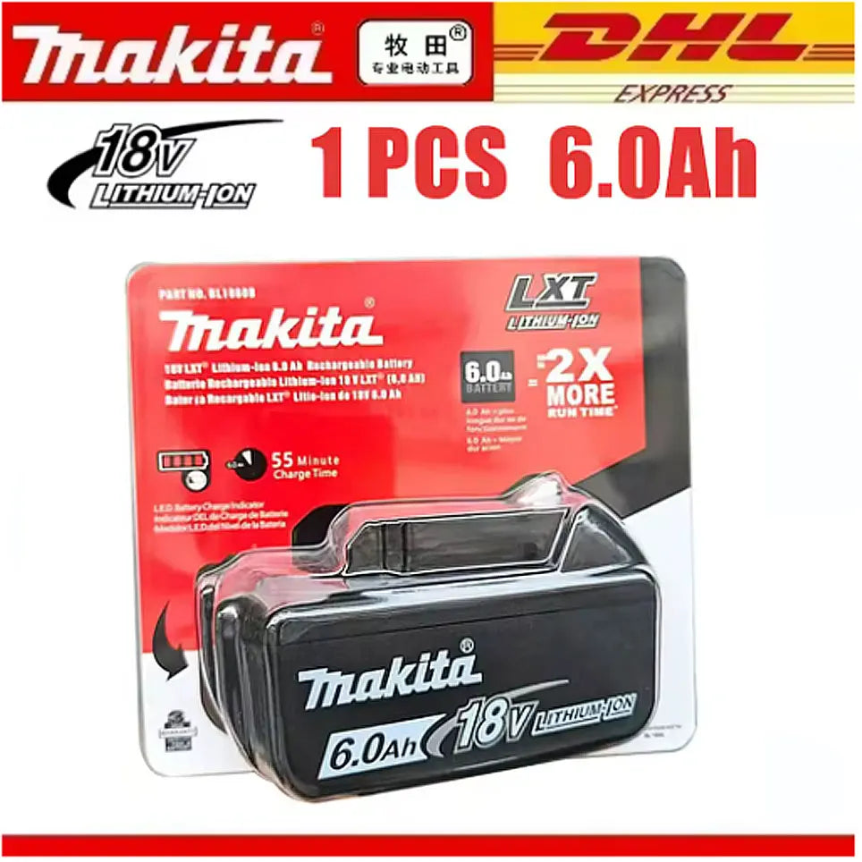 Genuine Makita 18V Battery With Charger,Makita 18 V Battery 6.0Ah 5.0ah,,Rechargeable Lithium Ion For BL1850 LXT400 Power Tool