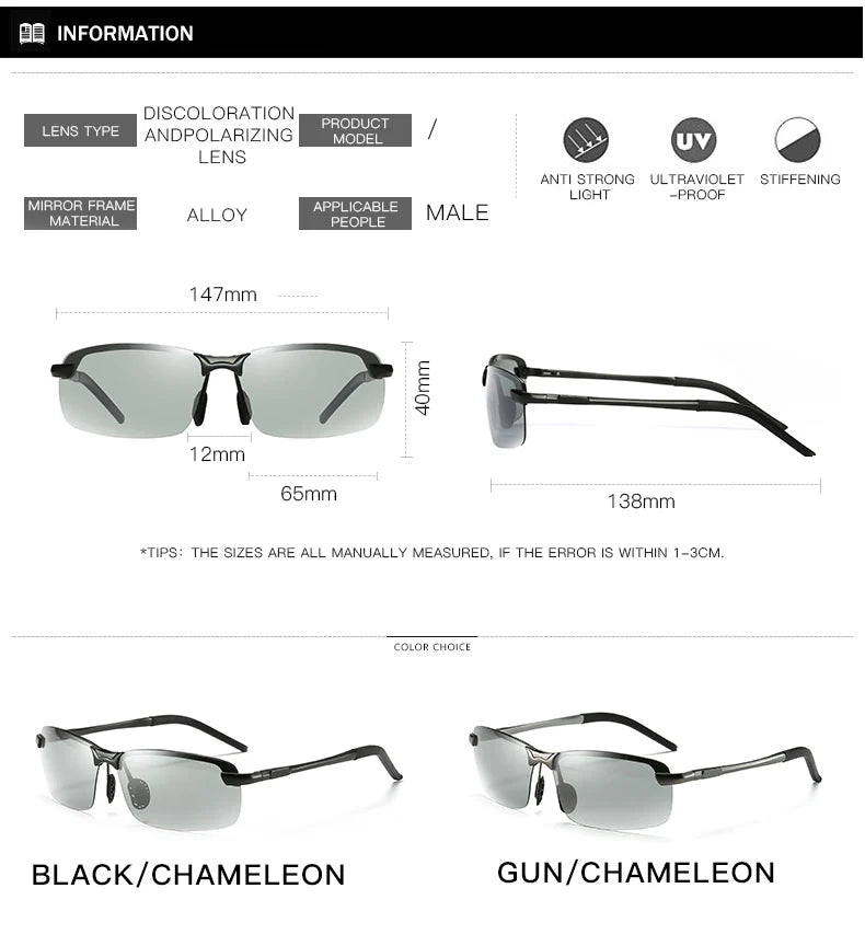 Sonnenbrille 2025: Photochromic Fishing Polarized - Chameleon Day Night Vision Driving Eyewear Collection