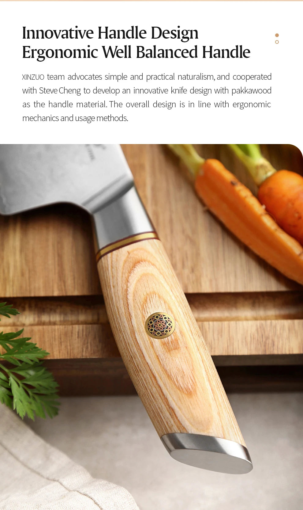 XINZUO 1-5pcs Knife Set Pakkawood Handle Nails 3-layer Clad Steel 60±2 HRC 15°±1 Per Side Kitchen Accessory Tools Best Gift