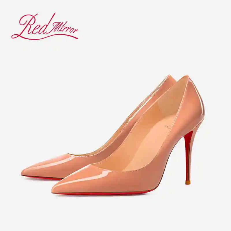 Women's elegant high heel shoes Luxury Brand Black Women heels shoes woman 2025 trend Red Shiny Bottoms Pointed Toe Sexy Pumps
