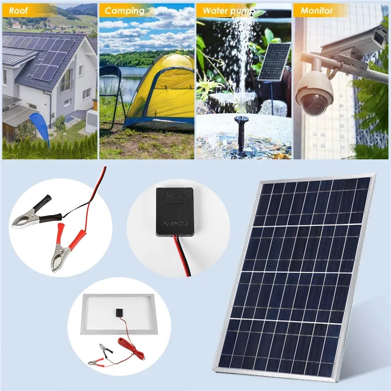 Kit complet de panouri solare 300W/600W, generator solar portabil reîncărcabil cu celule solare policristaline de 12V, cu alimentare USB